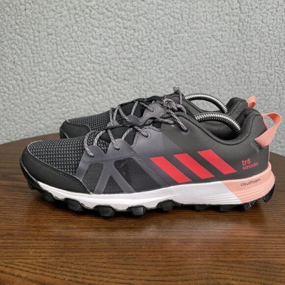 AdidasTr8 Kanadia Shoes Womens Size 7.5 Running Pink Black Cloudfoam Sneakers